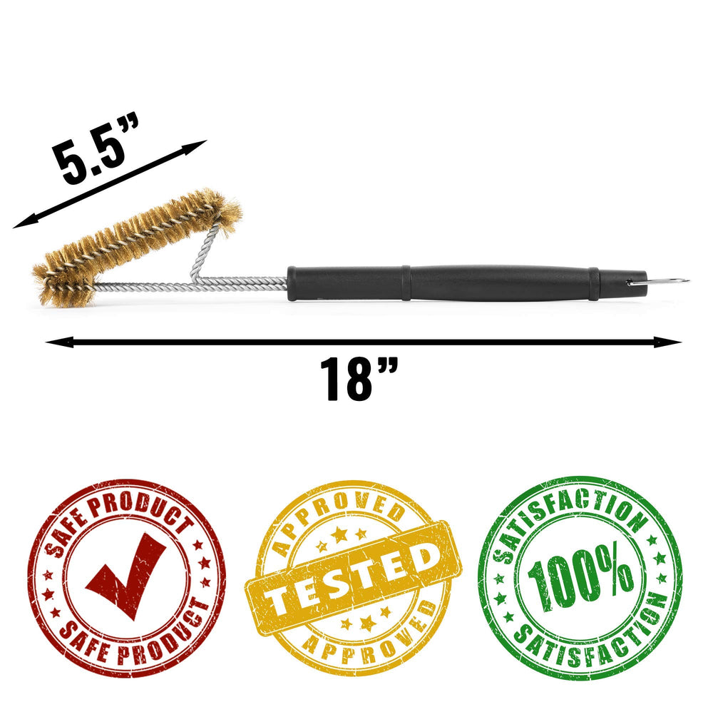 Grillaholics Brass Grill Brush in use on a grill