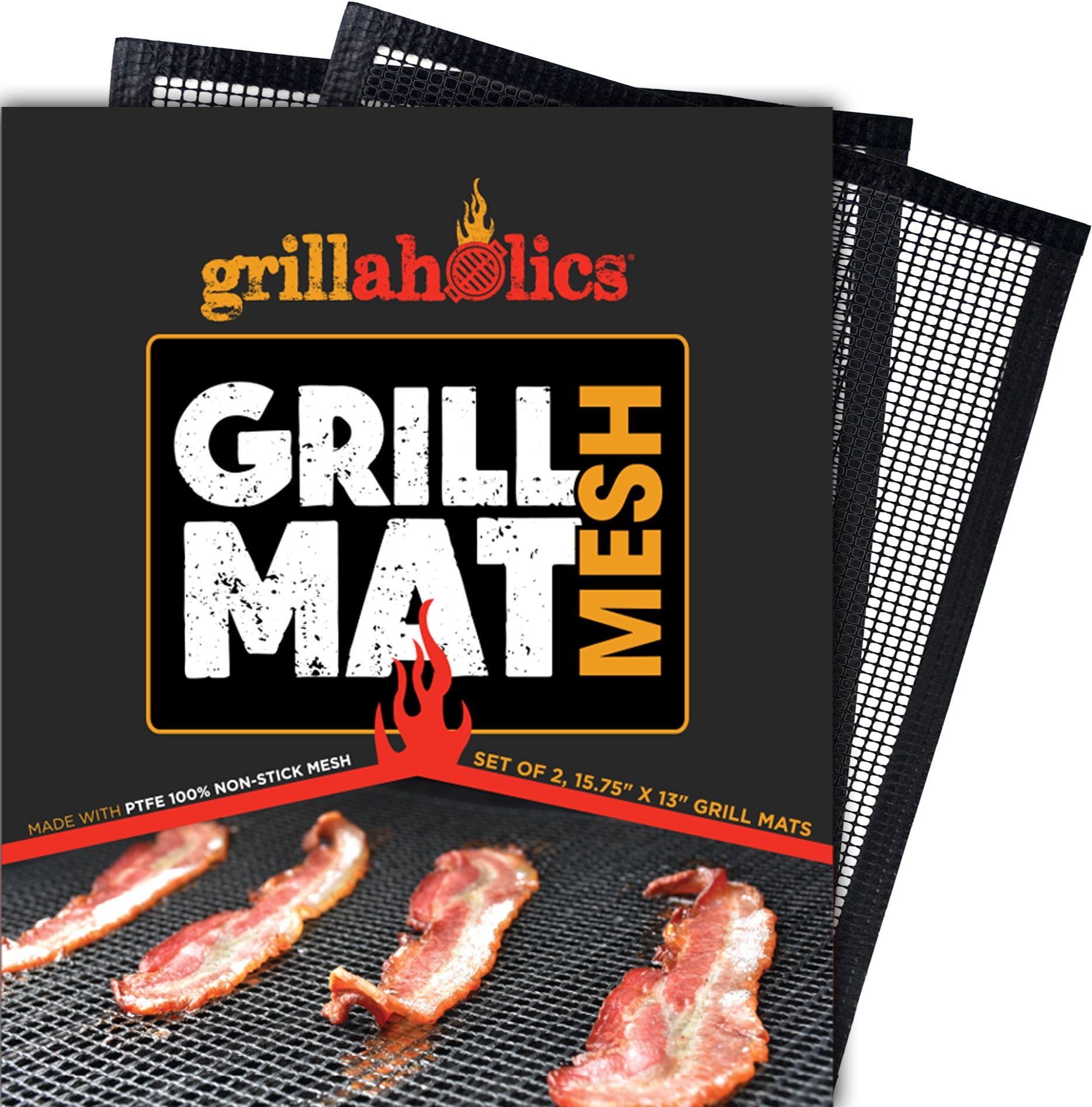 Grillaholics Nonstick Mesh Grill Mats front view, black