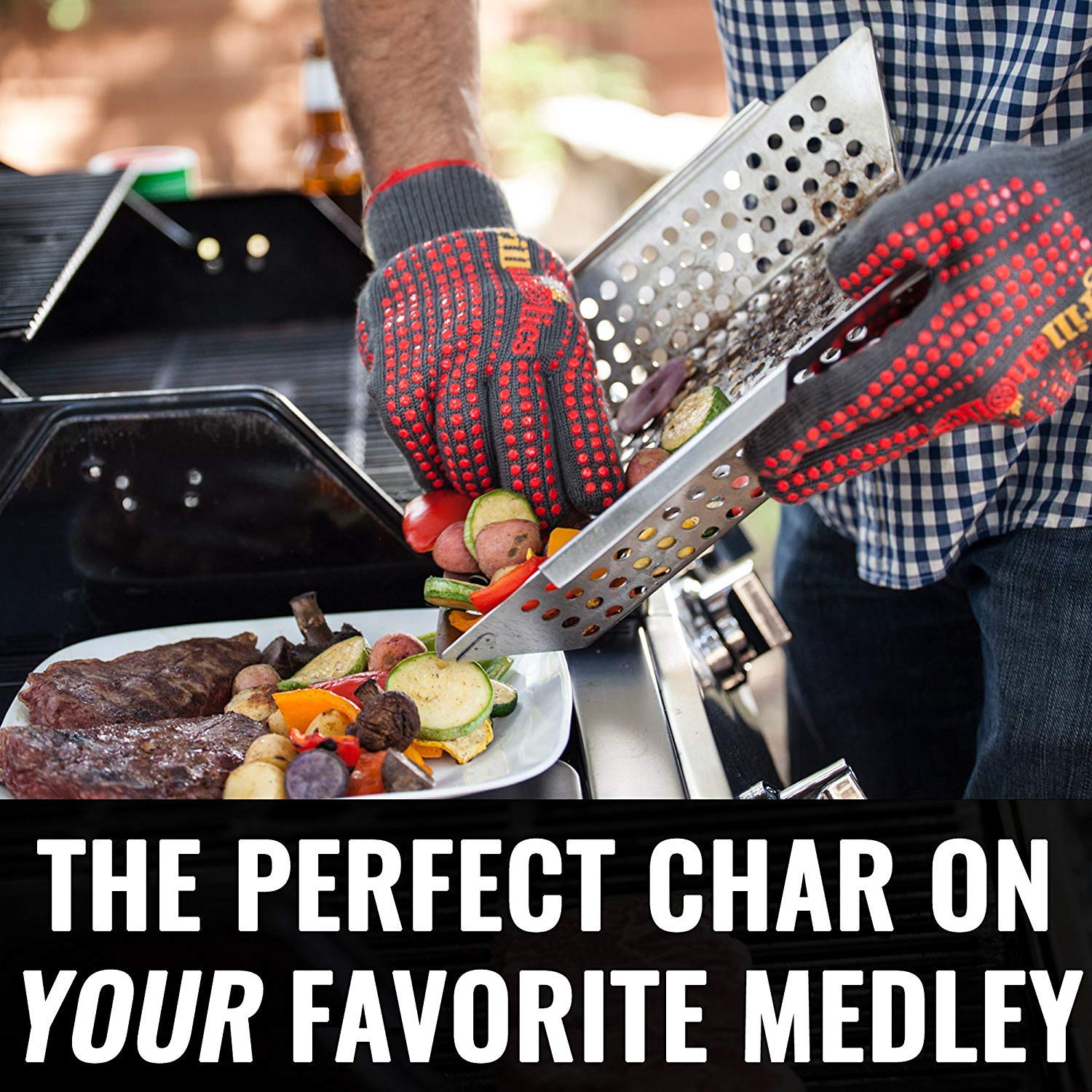 Grillaholics Vegetable Grill Basket with packaging display