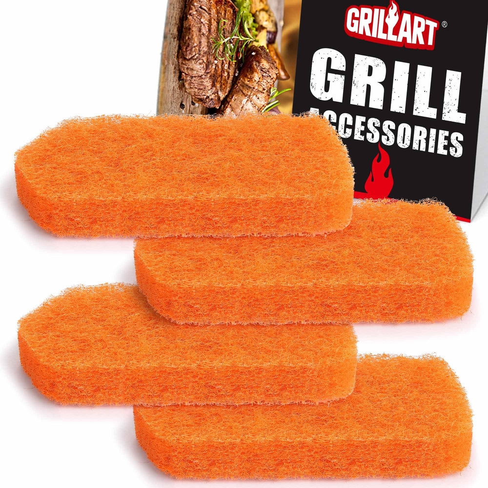 GRILLART Griddle Cleaning Kit 4 scouring pads in black and orange
