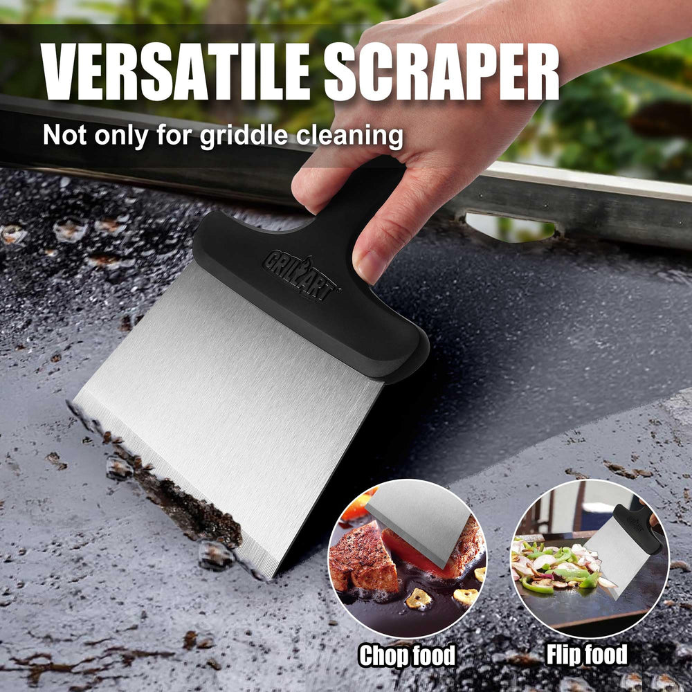 GRILLART Griddle Cleaning Kit in use on a griddle