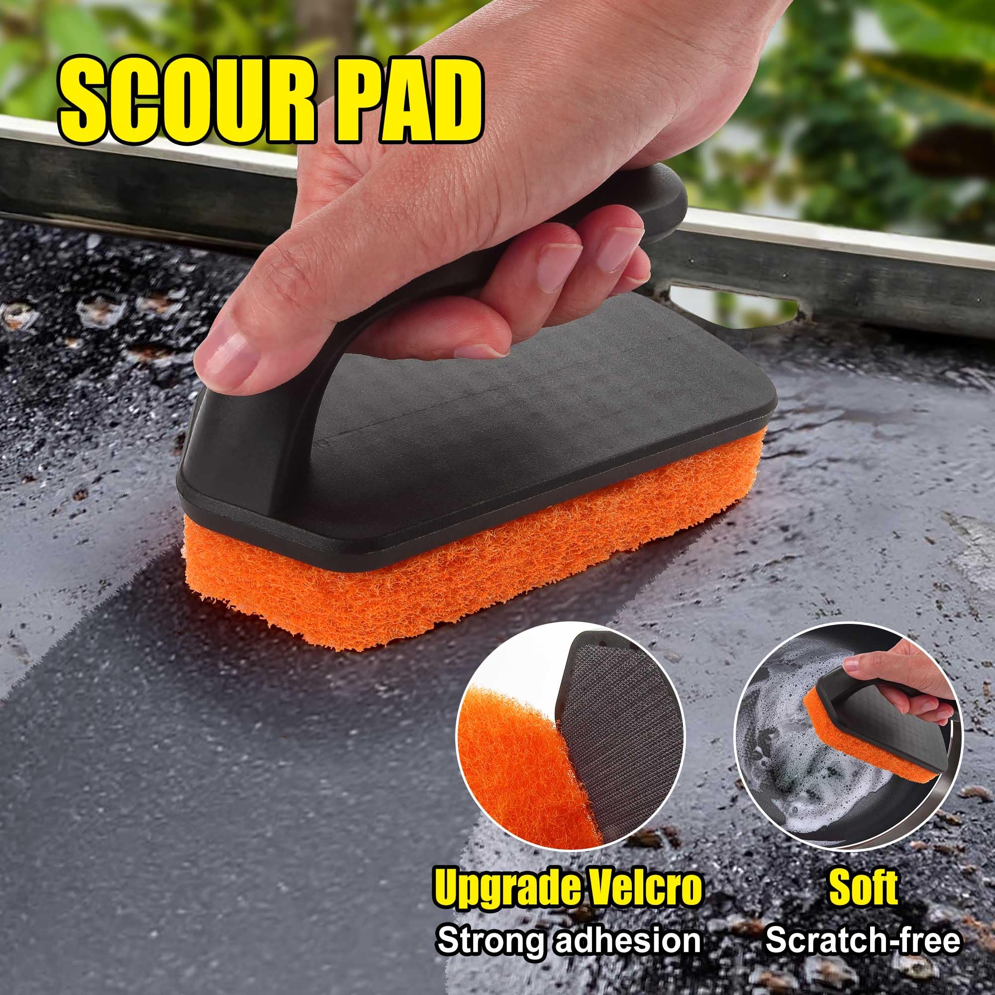 GRILLART Griddle Cleaning Kit packaging with 4 scouring pads