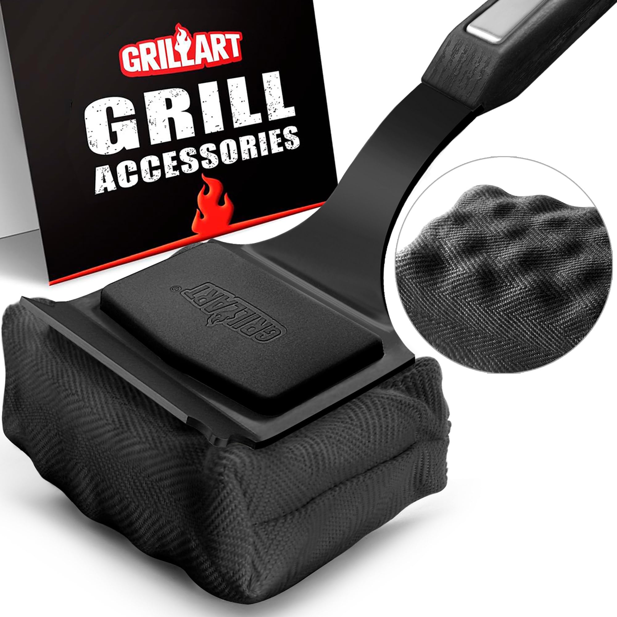 GRILLART Grill Brush Bristle Free front view with handle