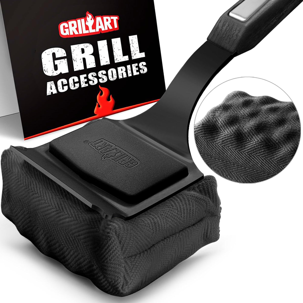 GRILLART Grill Brush Bristle Free front view with handle