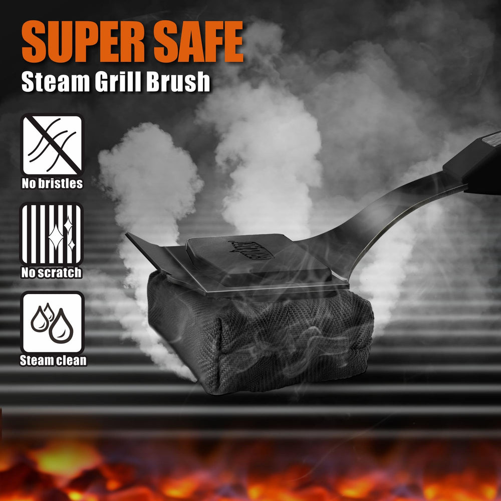 GRILLART Grill Brush Bristle Free side view showing scraper