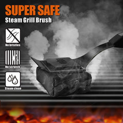 GRILLART Grill Brush Bristle Free side view showing scraper