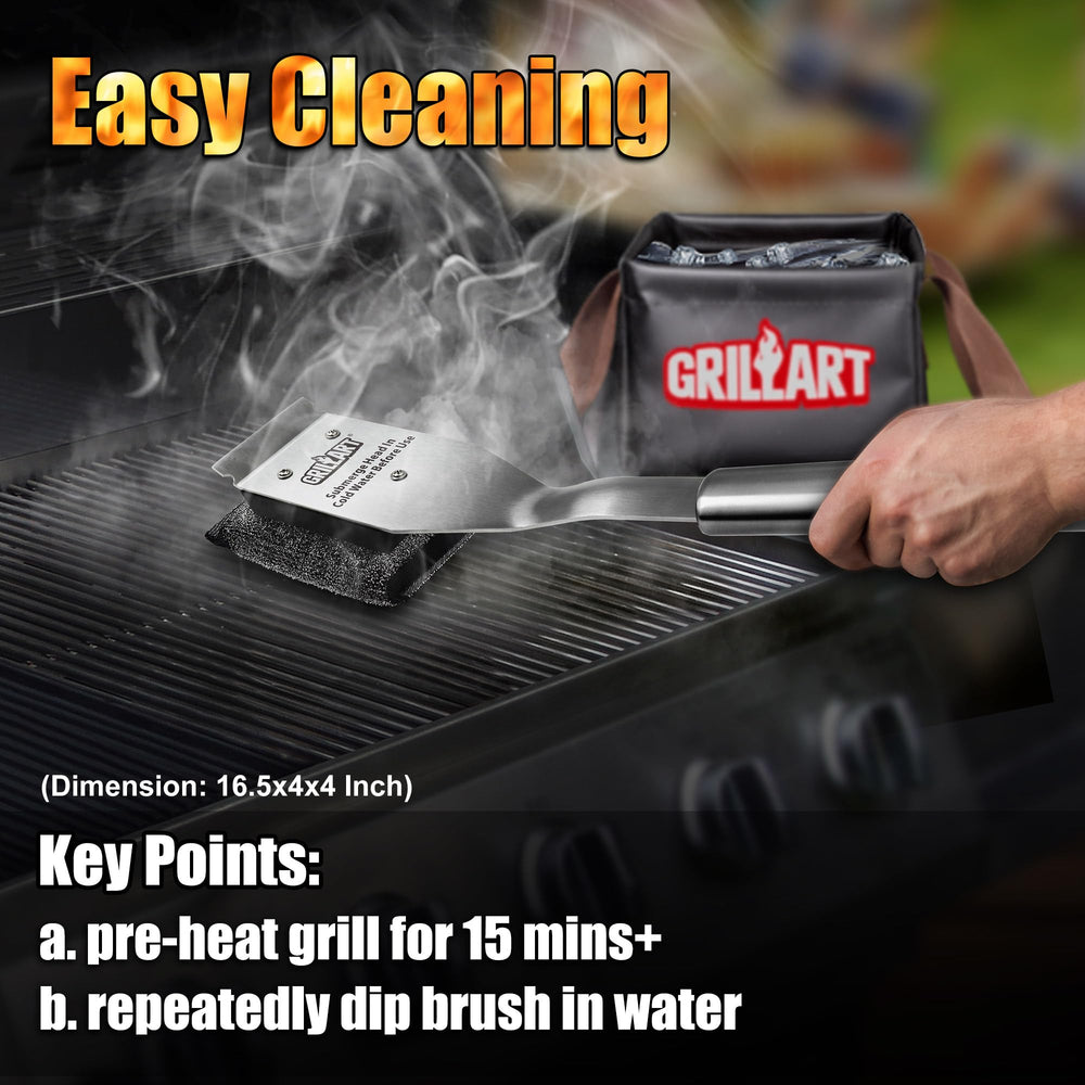 GRILLART grill brush head on charcoal grill