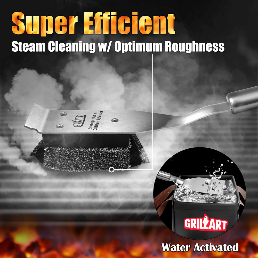 GRILLART grill brush head showing StelFyber design