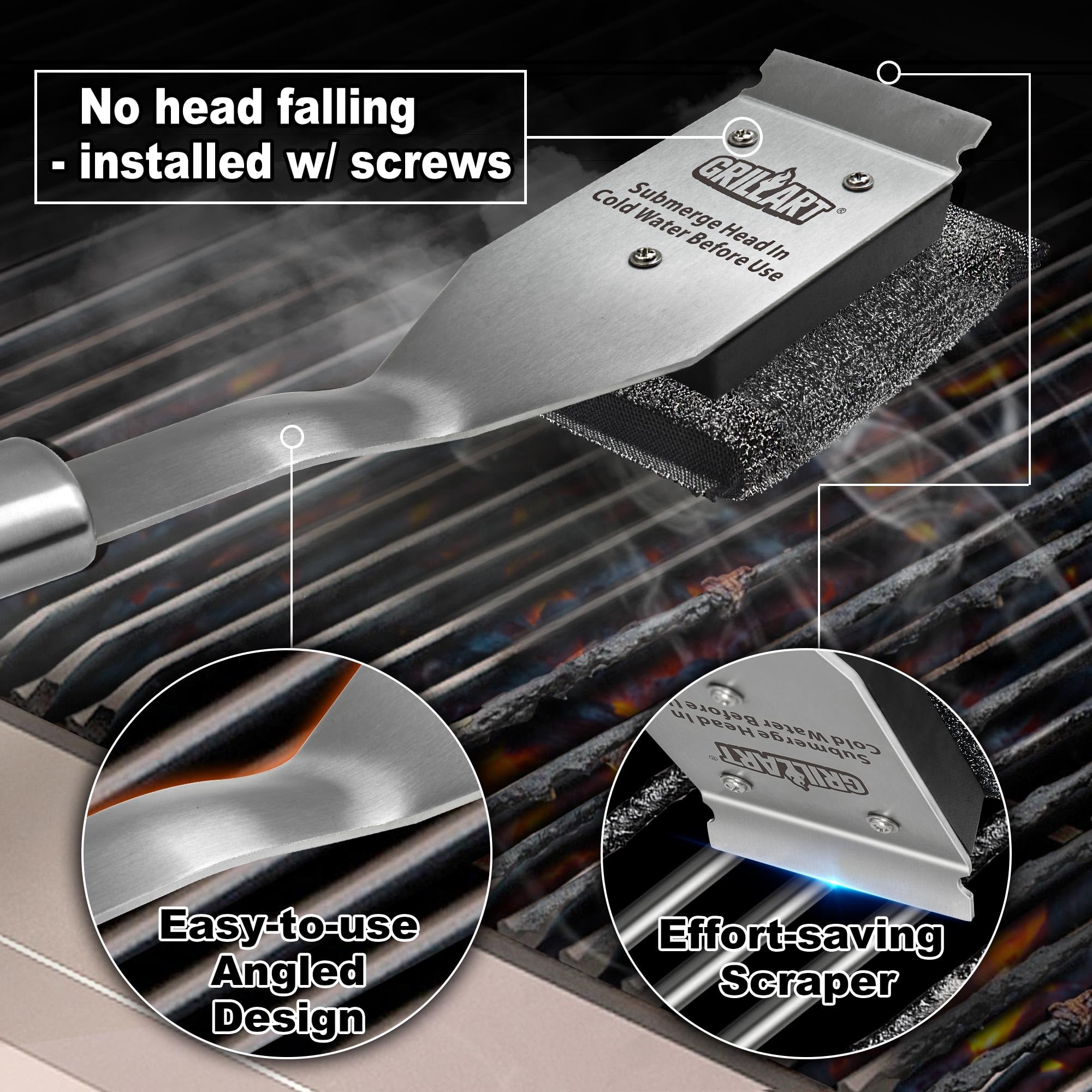 GRILLART grill brush head with hanging ring