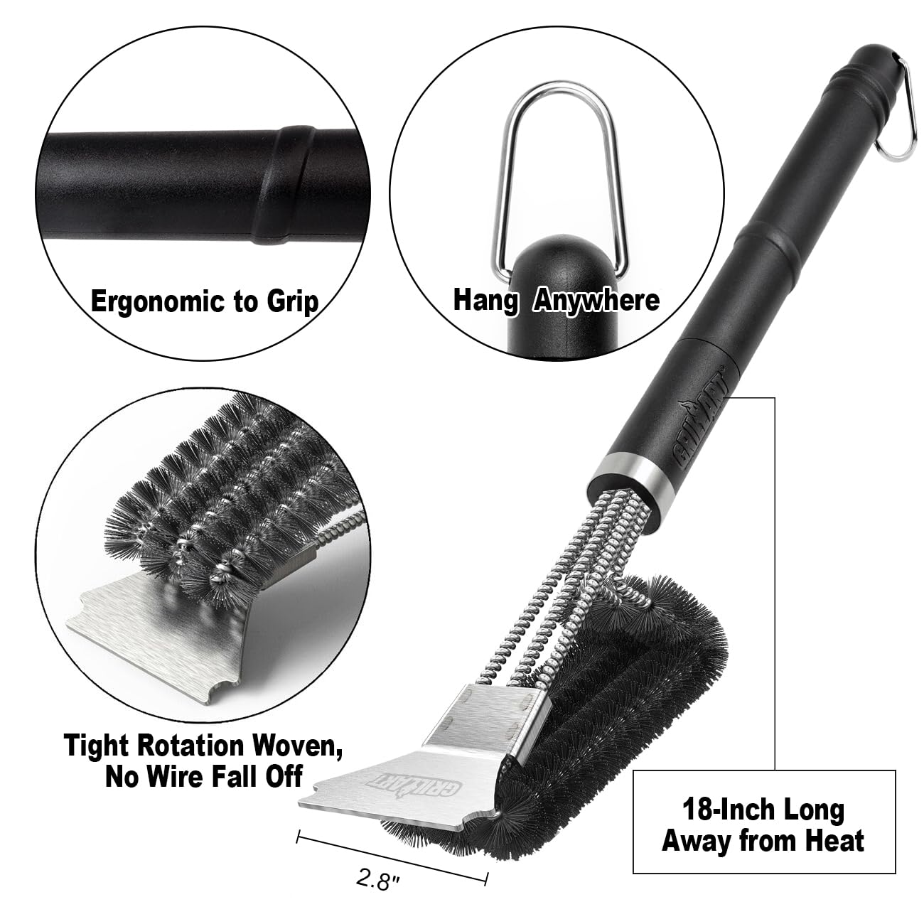 GRILLART Grill Brush packaging showing product details