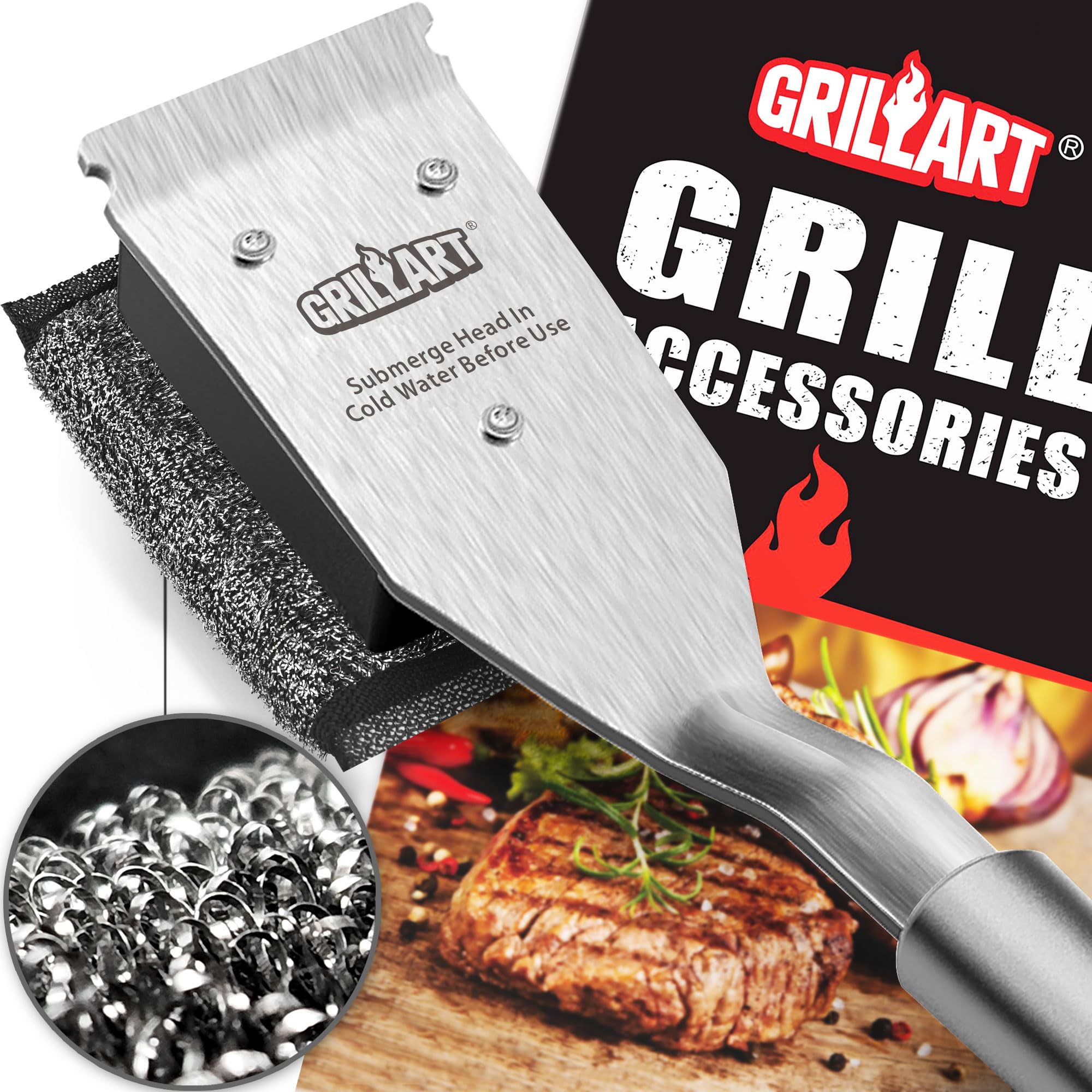 GRILLART Grill Brush Replacement Head side view