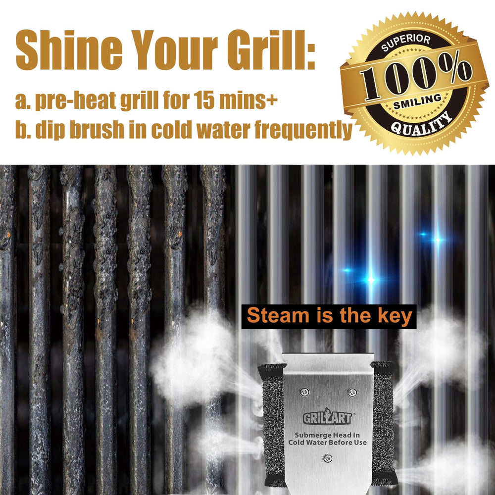 GRILLART Grill Brush showcasing its cleaning efficiency