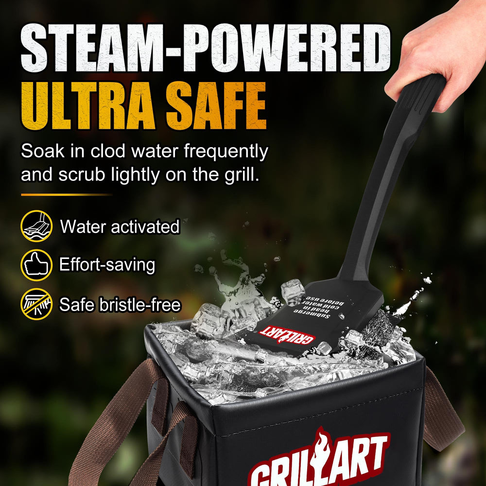 GRILLART Grill Brush with extended arched handle for comfort