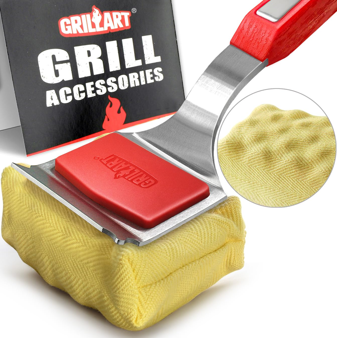 GRILLART SteamWizards Grill Brush side view with scraper