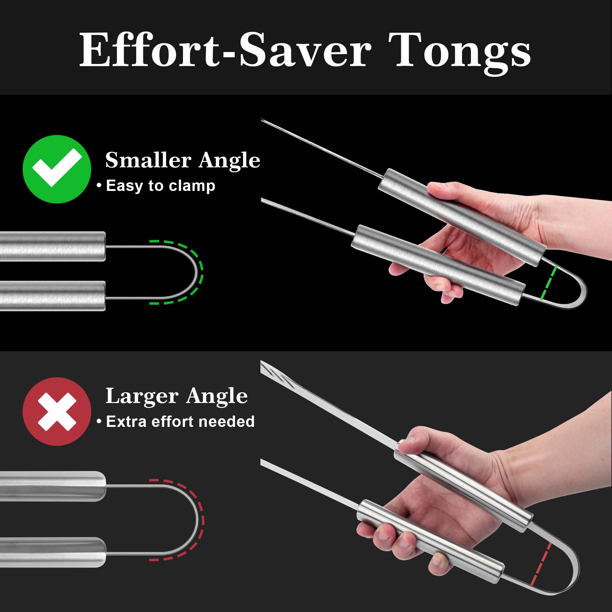 GRILLART tongs with fan-shaped head for easy gripping