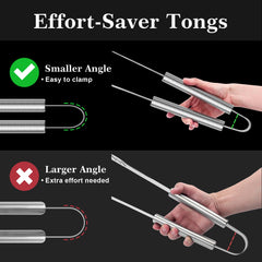 GRILLART tongs with fan-shaped head for easy gripping