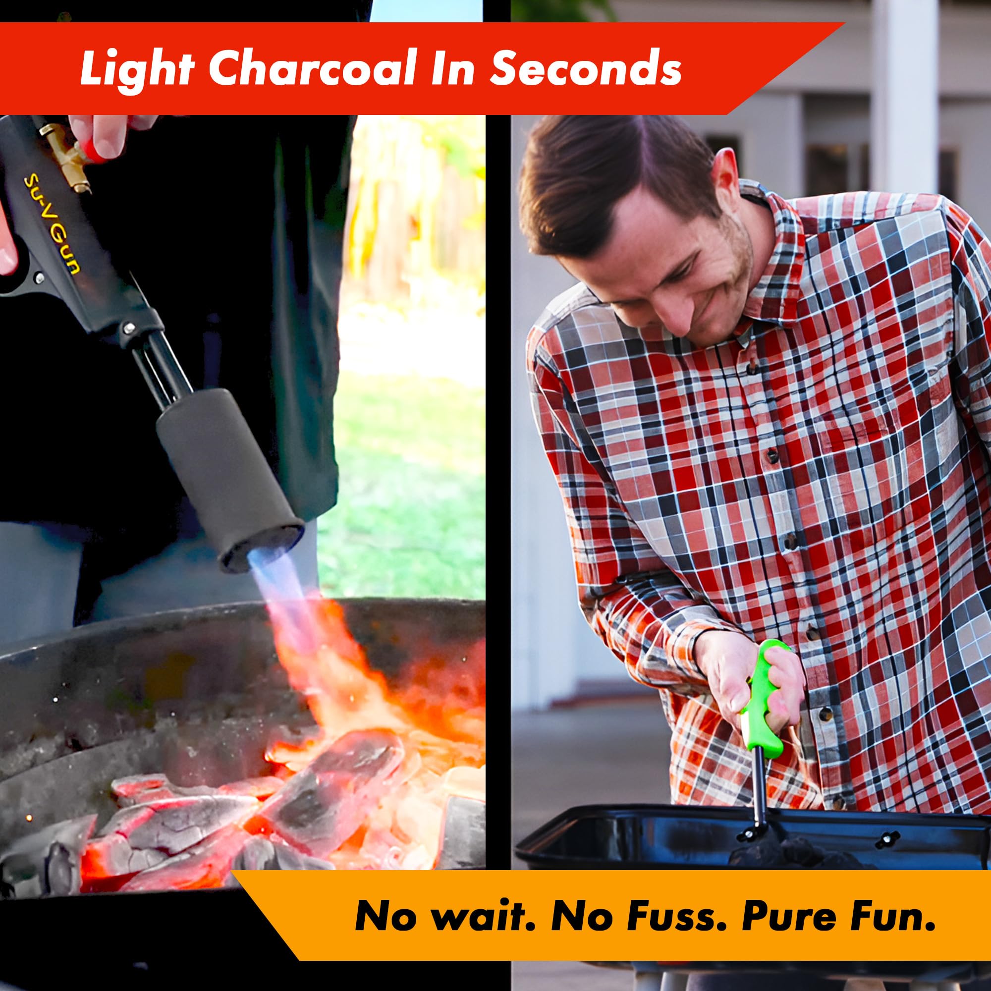 GRILLBLAZER Su-VGun Propane Torch in use for grilling