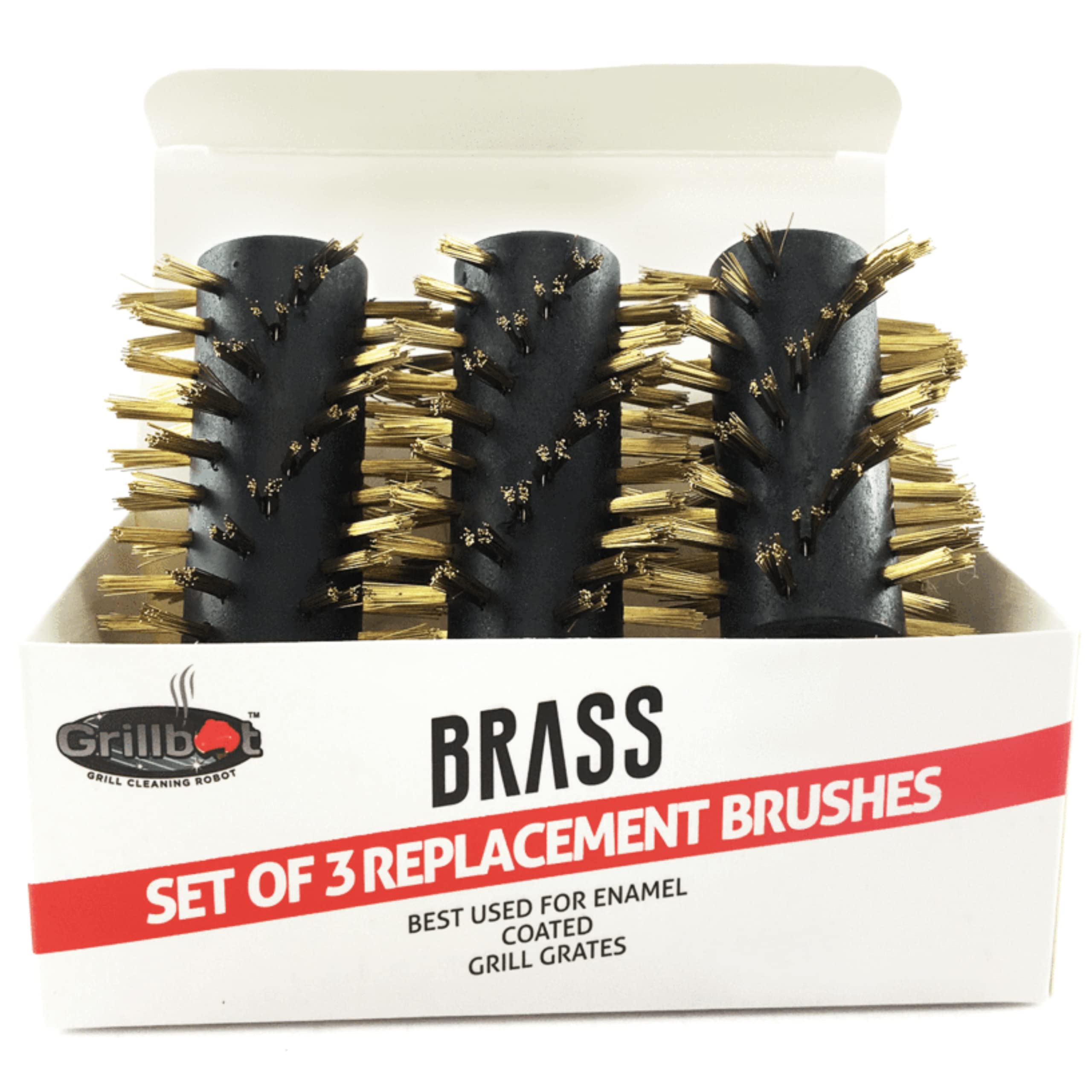 Grillbot Brass Replacement Brushes front view, set of 3
