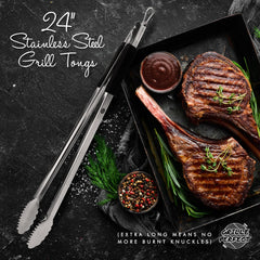 Grille Perfect BBQ Tongs 24-inch stainless steel with silicone handles