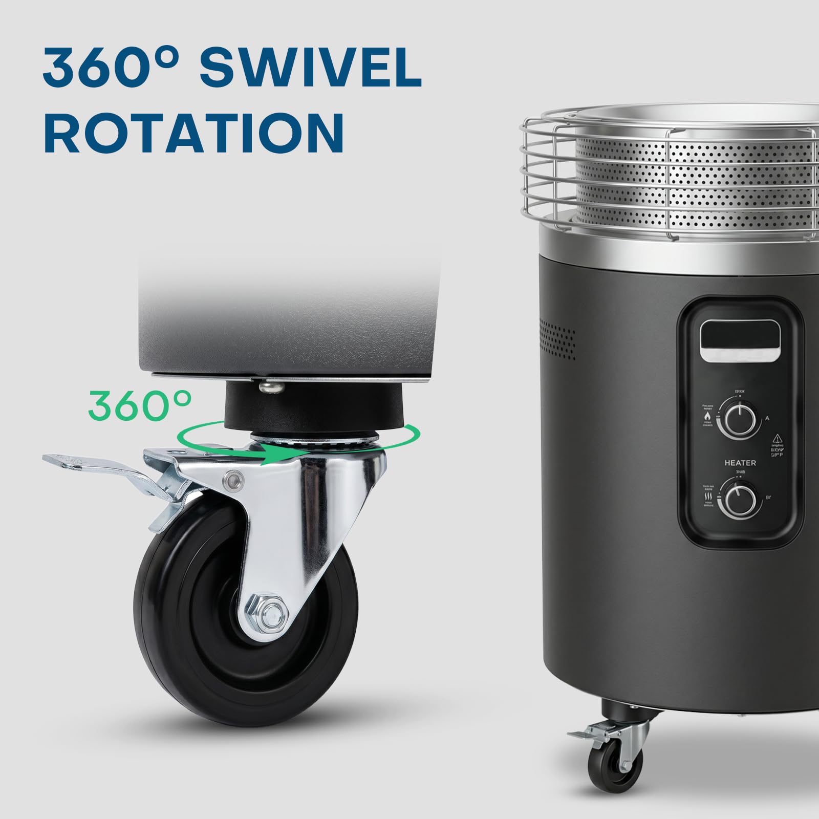 GRILLHOME heavy-duty wheels for fire pit, front view
