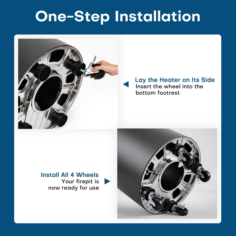 GRILLHOME wheels demonstrating 360-degree rotation