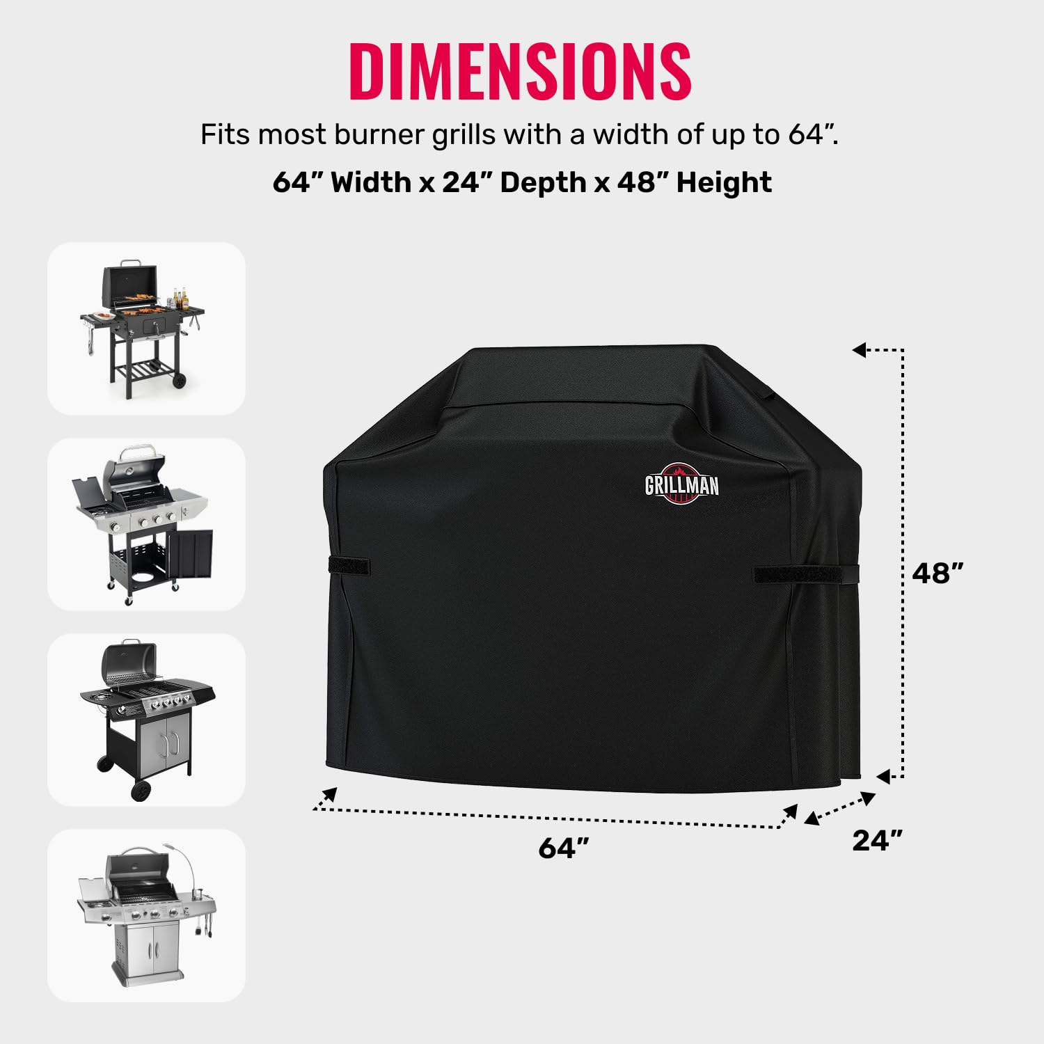 Grillman BBQ Grill Cover on a grill, demonstrating fit