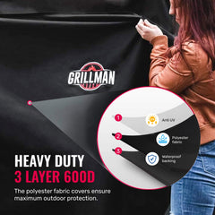 Grillman grill cover in use on a barbecue grill