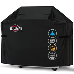 Grillman Waterproof BBQ Grill Cover 58 Inch Black front view