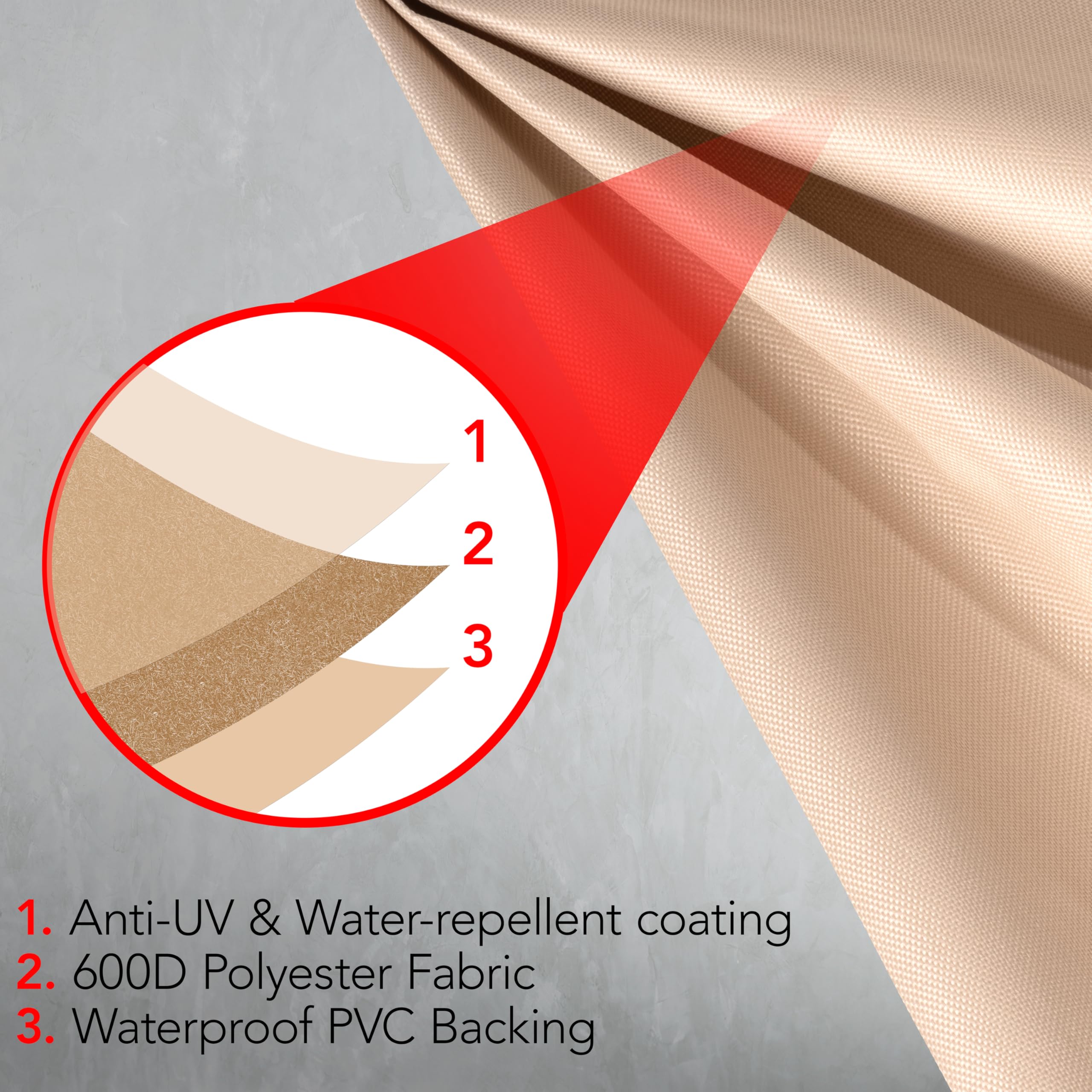 GrillTough BBQ Grill Cover 52 Inch illustrated on an outdoor grill
