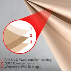 GrillTough BBQ Grill Cover 52 Inch illustrated on an outdoor grill
