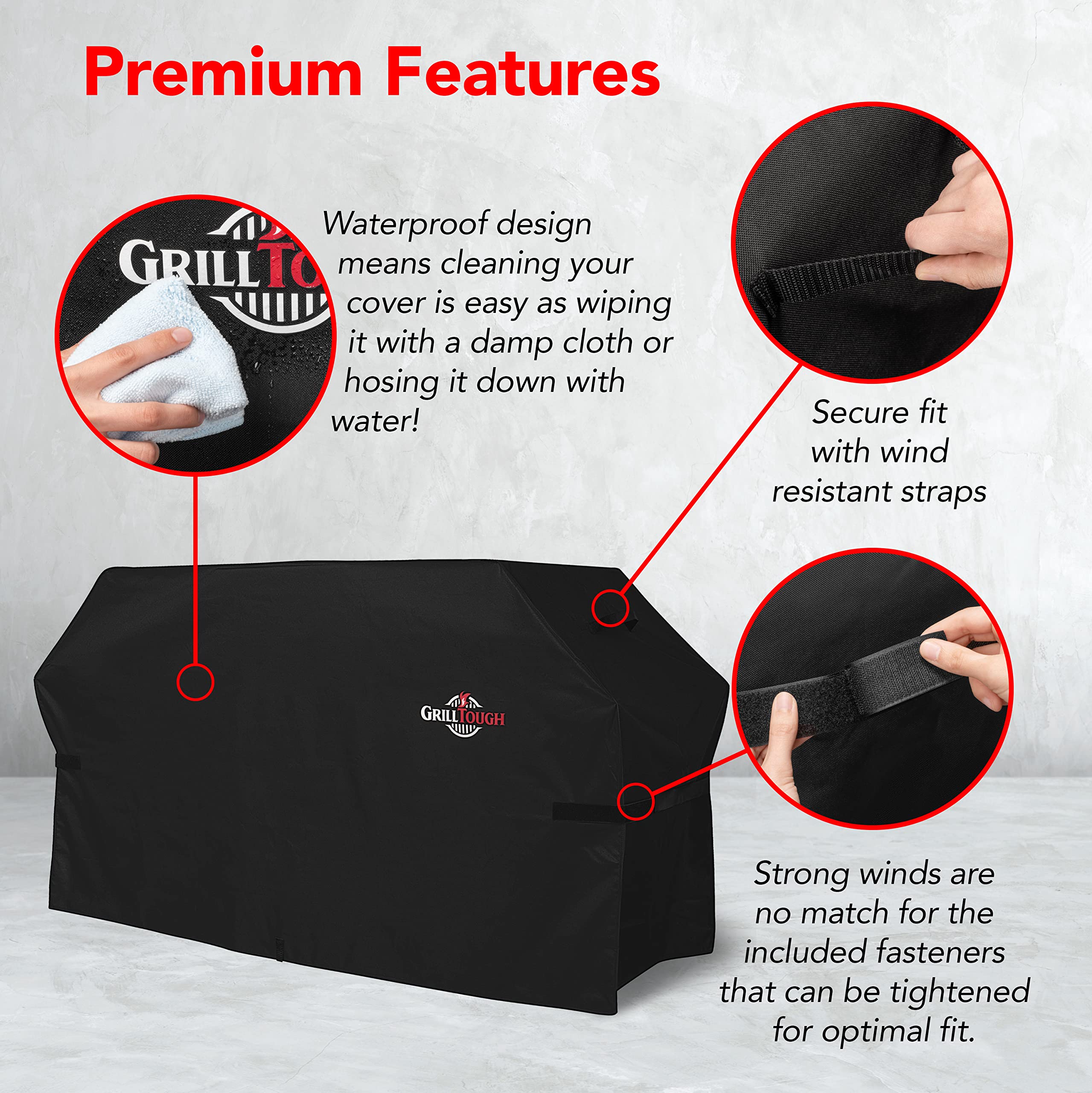 GrillTough cover on grill in outdoor setting