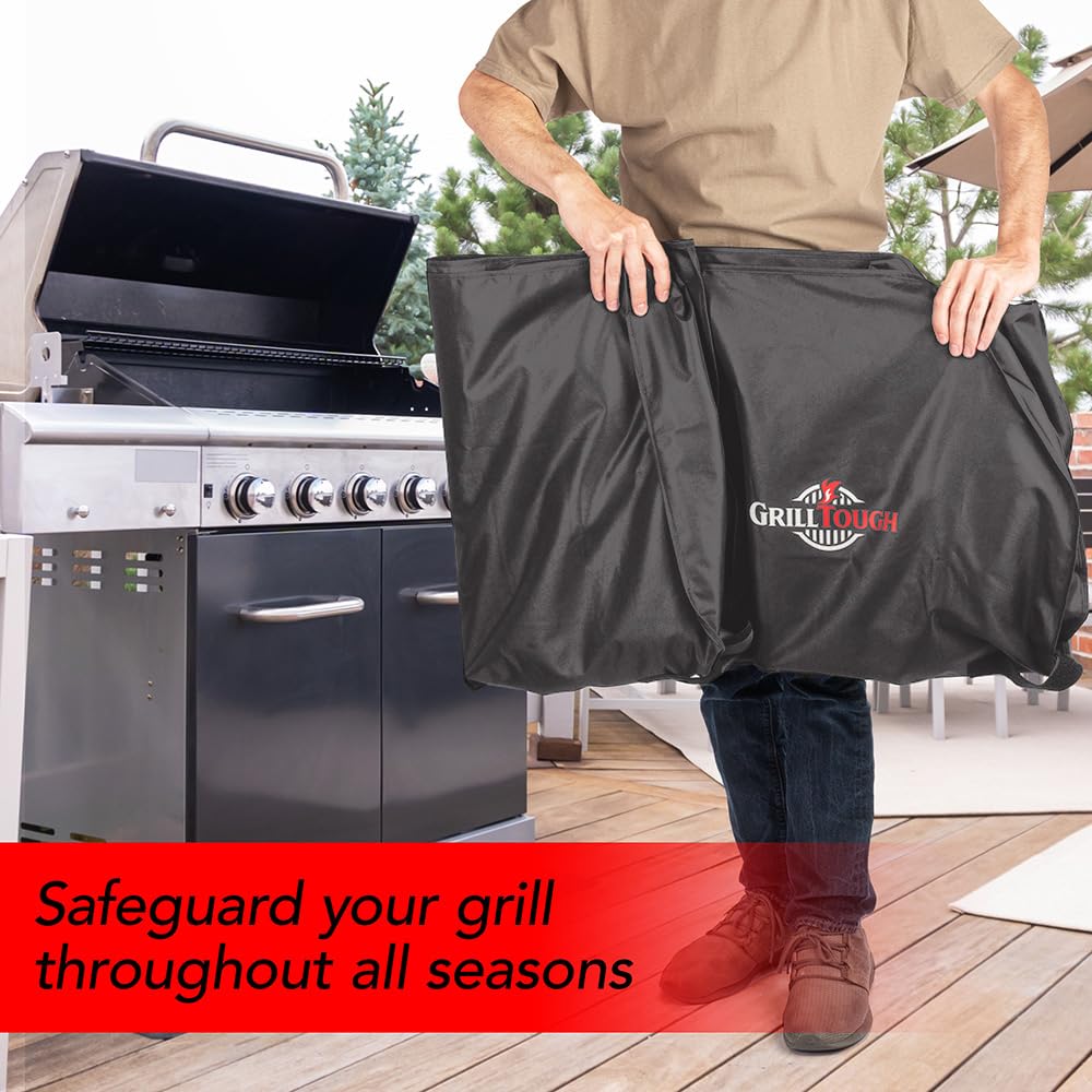 GrillTough Heavy Duty BBQ Grill Cover packaging and details