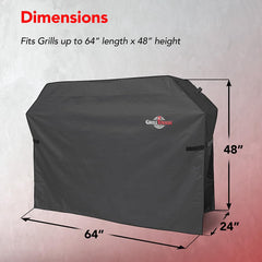 GrillTough Heavy Duty BBQ Grill Cover side view with dimensions
