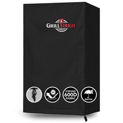 GrillTough Heavy Duty Smoker Cover front view, black fabric