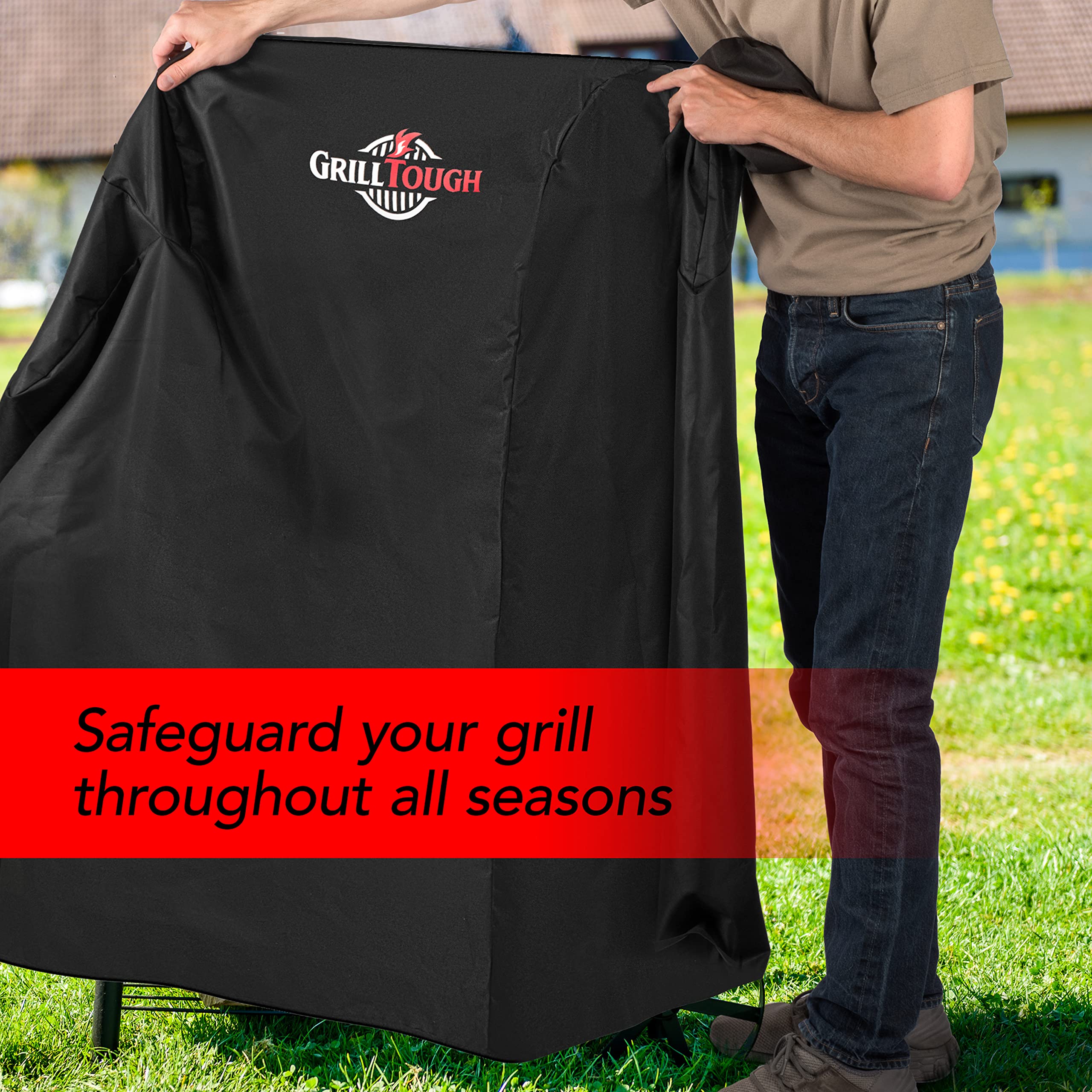 GrillTough Heavy Duty Smoker Cover with water hose for cleaning