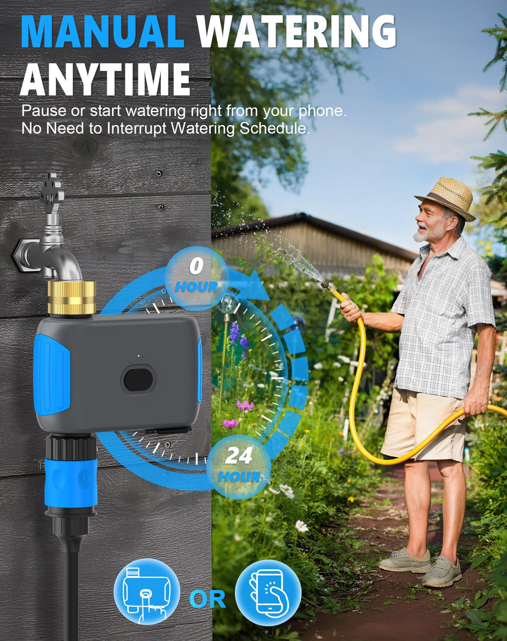 Grillum WiFi Sprinkler Timer in use watering plants