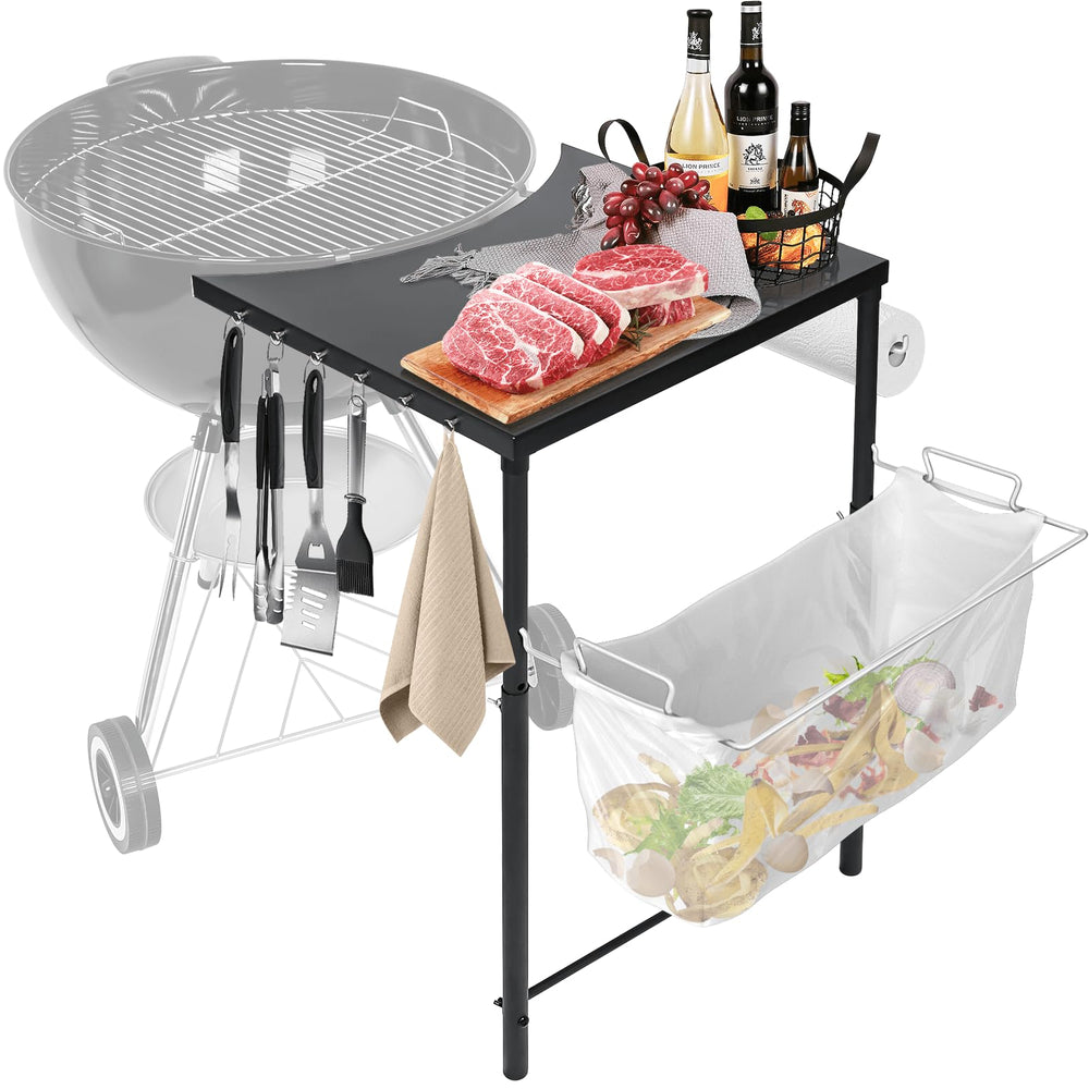 GRISUN Adjustable Height Side Table for Weber Kettle grill, front view