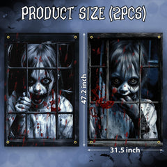 GRMIKBU Halloween ghost curtain with hanging rope