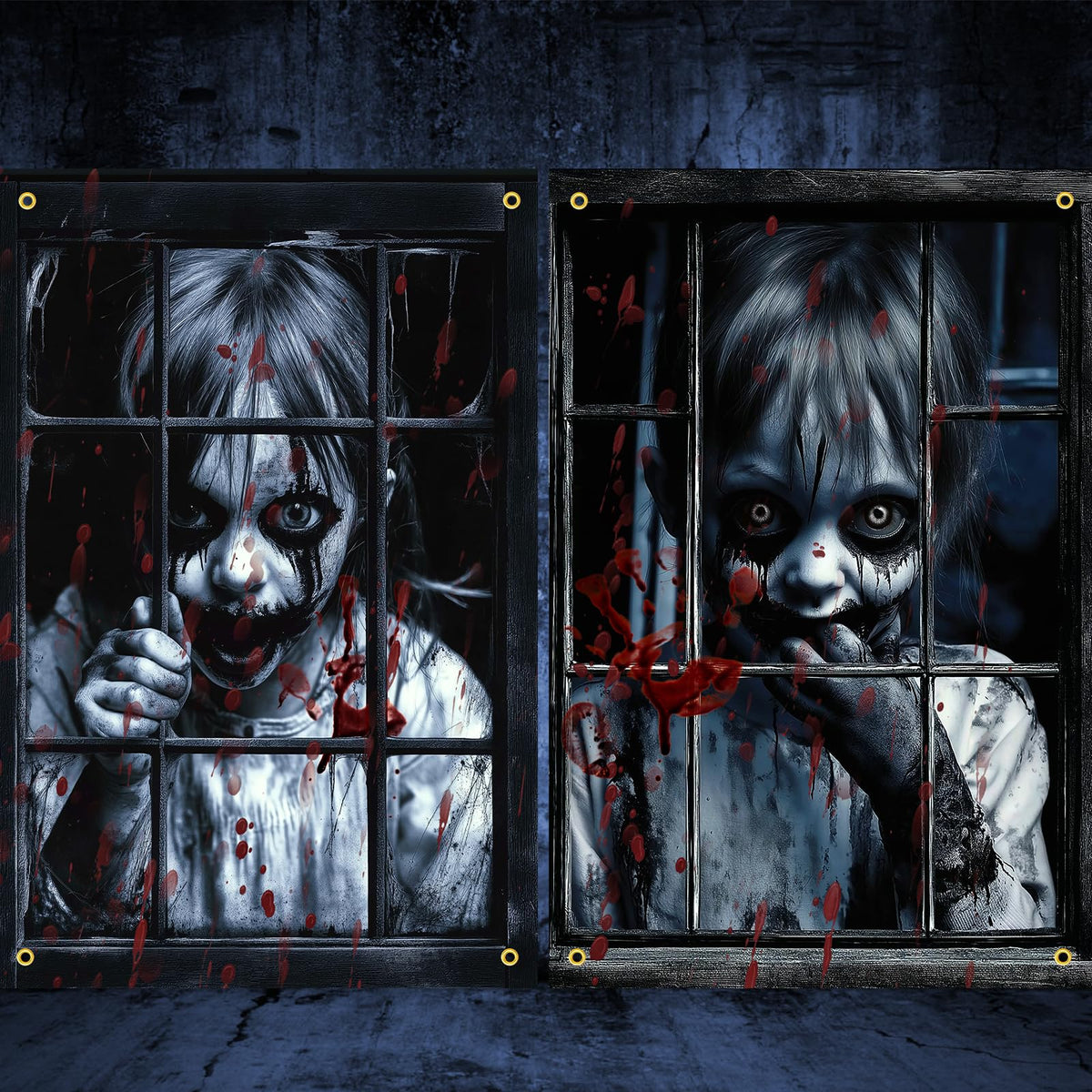 GRMIKBU Halloween ghost window curtain front view