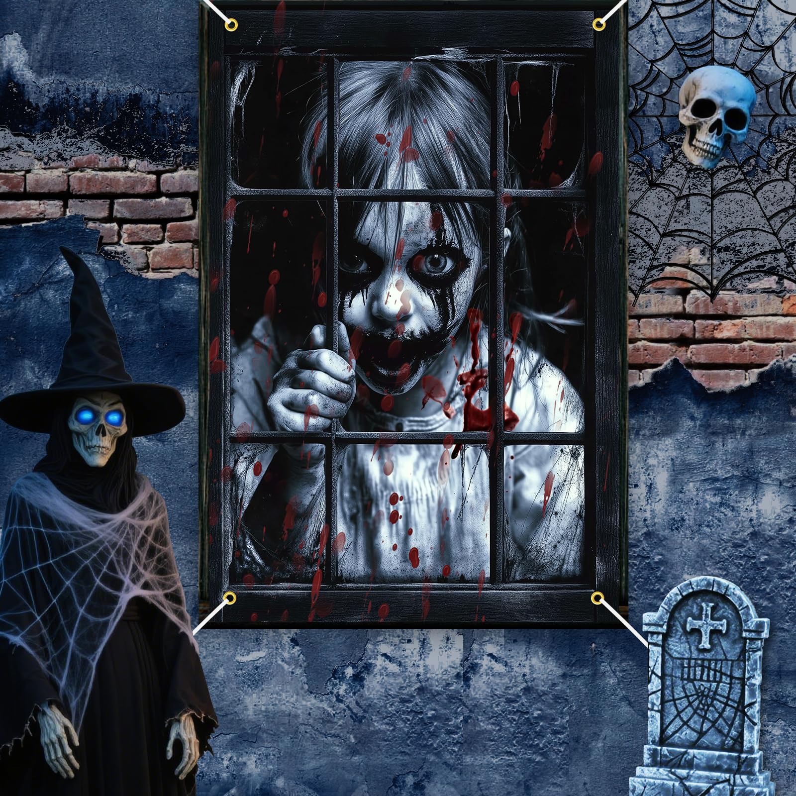 GRMIKBU Halloween window decoration set of 2