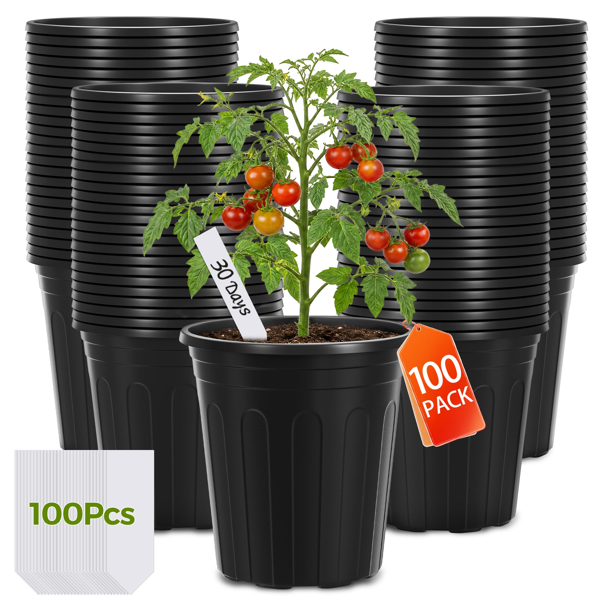 GroTheory 100 Pack 1 Gallon Nursery Pots front view