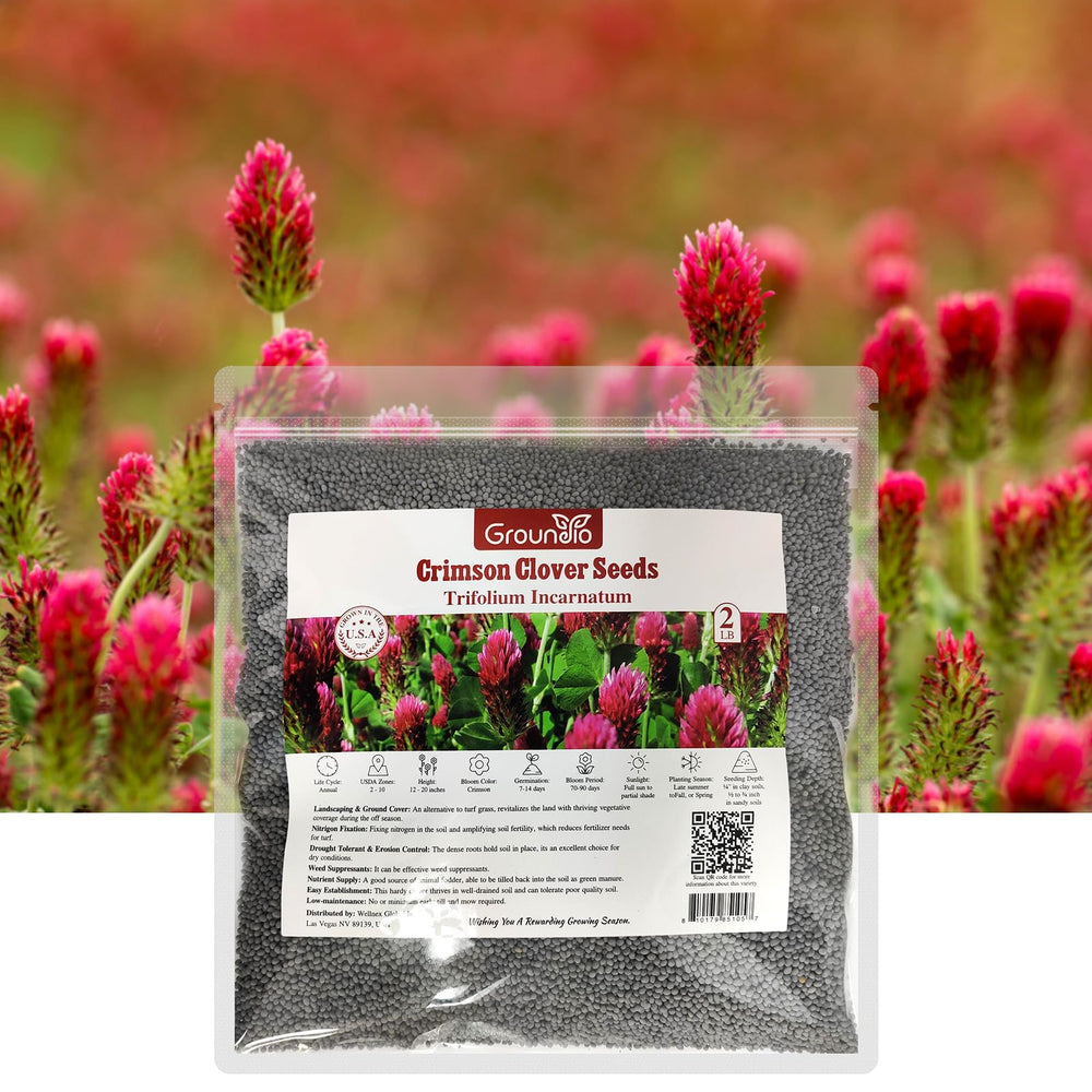 Groundio 2LB crimson clover seeds package front view