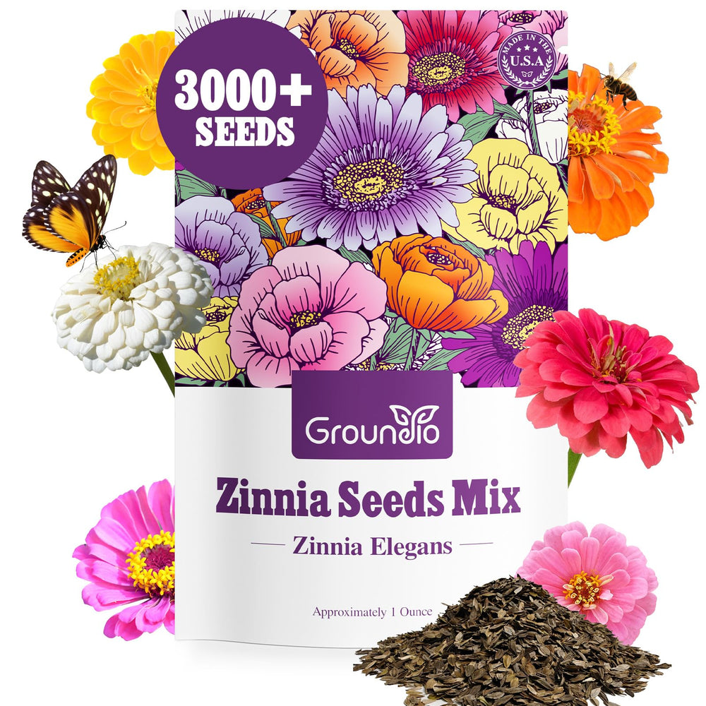 Groundio Zinnia Seeds Mix 1 Oz front packaging view