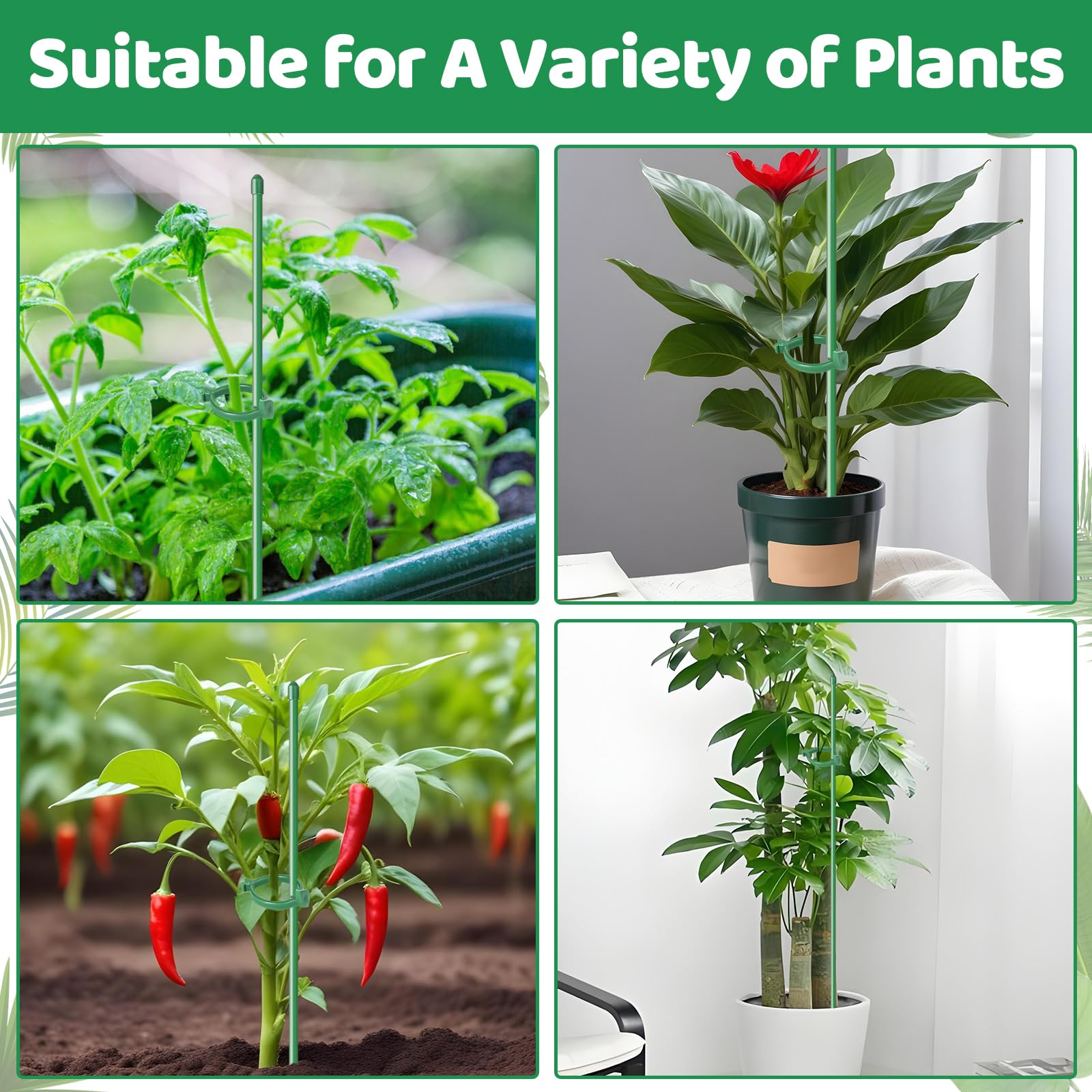 Group of Dntorx plant stakes displayed in garden