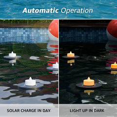 Group of GGNOO Solar Floating Pool Lights floating in small pool