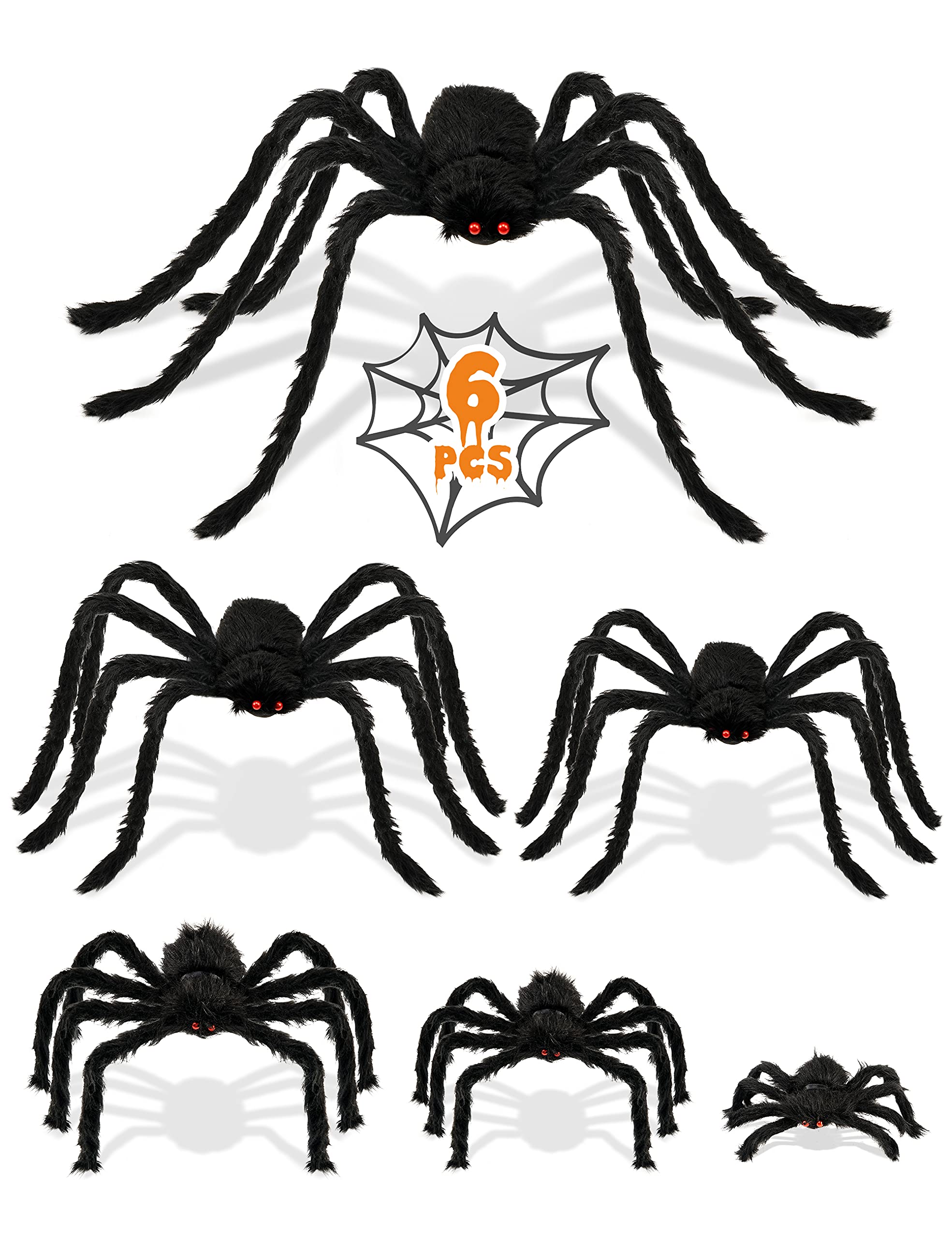 Group of HOPOCO Halloween spiders in a yard setting
