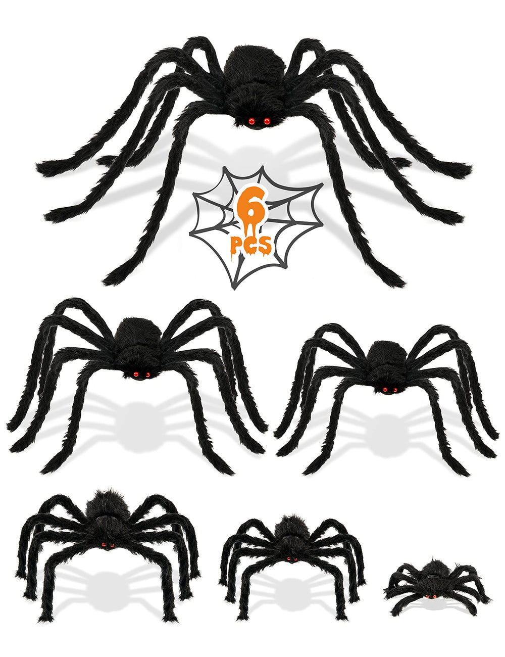 Group of HOPOCO Halloween spiders in a yard setting