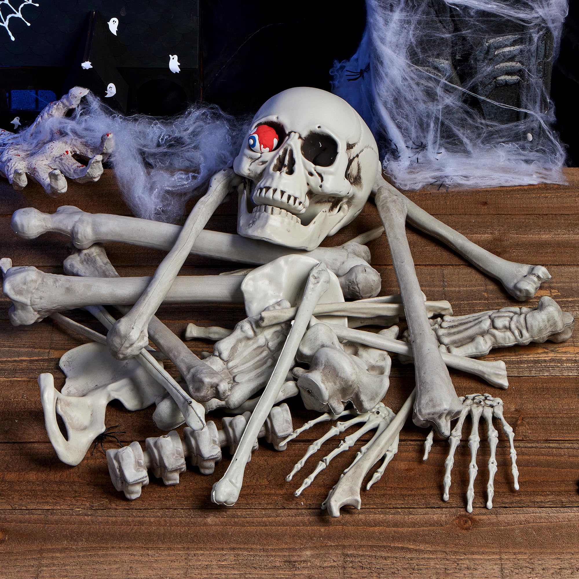 Group of JOYIN plastic skeleton bones on lawn