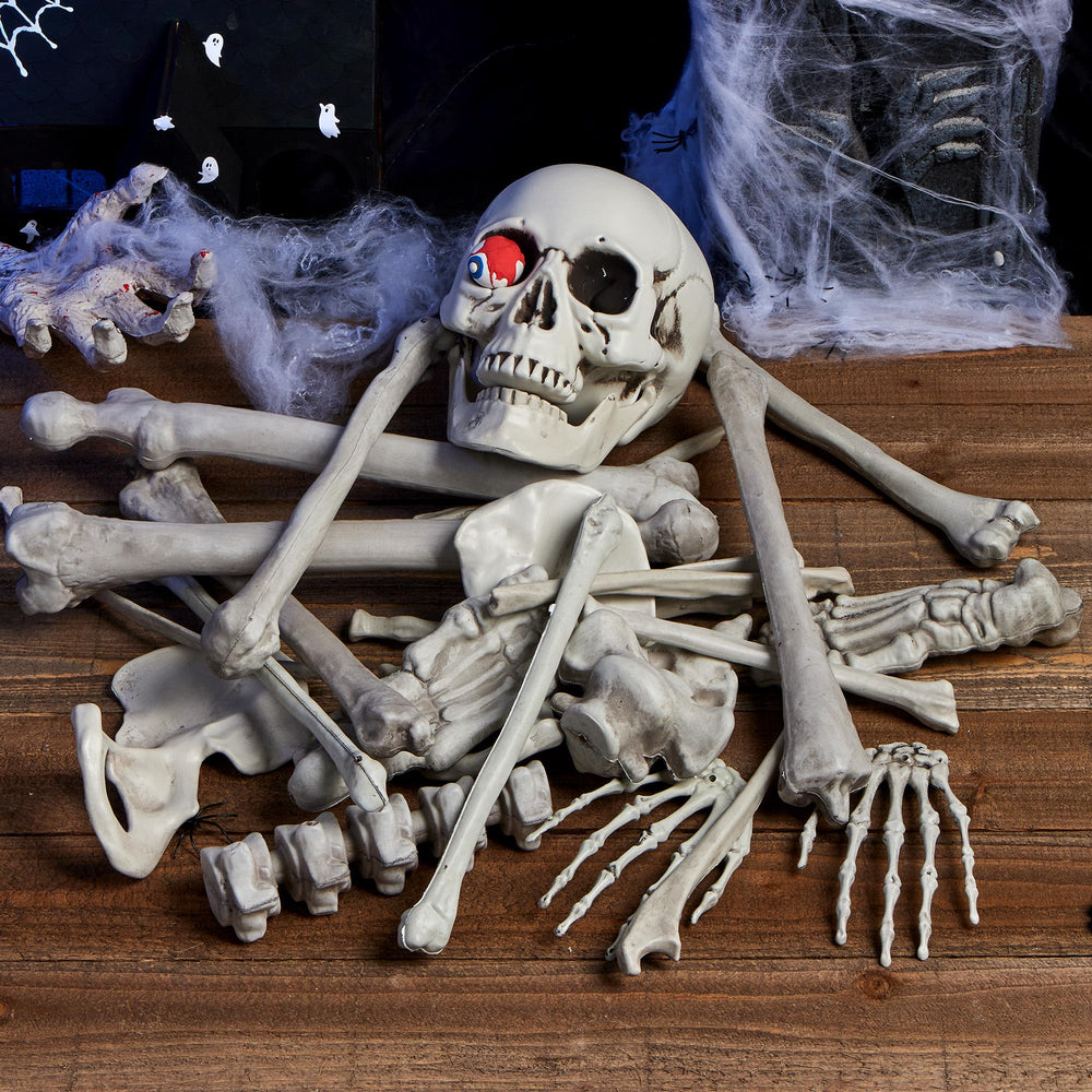 Group of JOYIN plastic skeleton bones on lawn