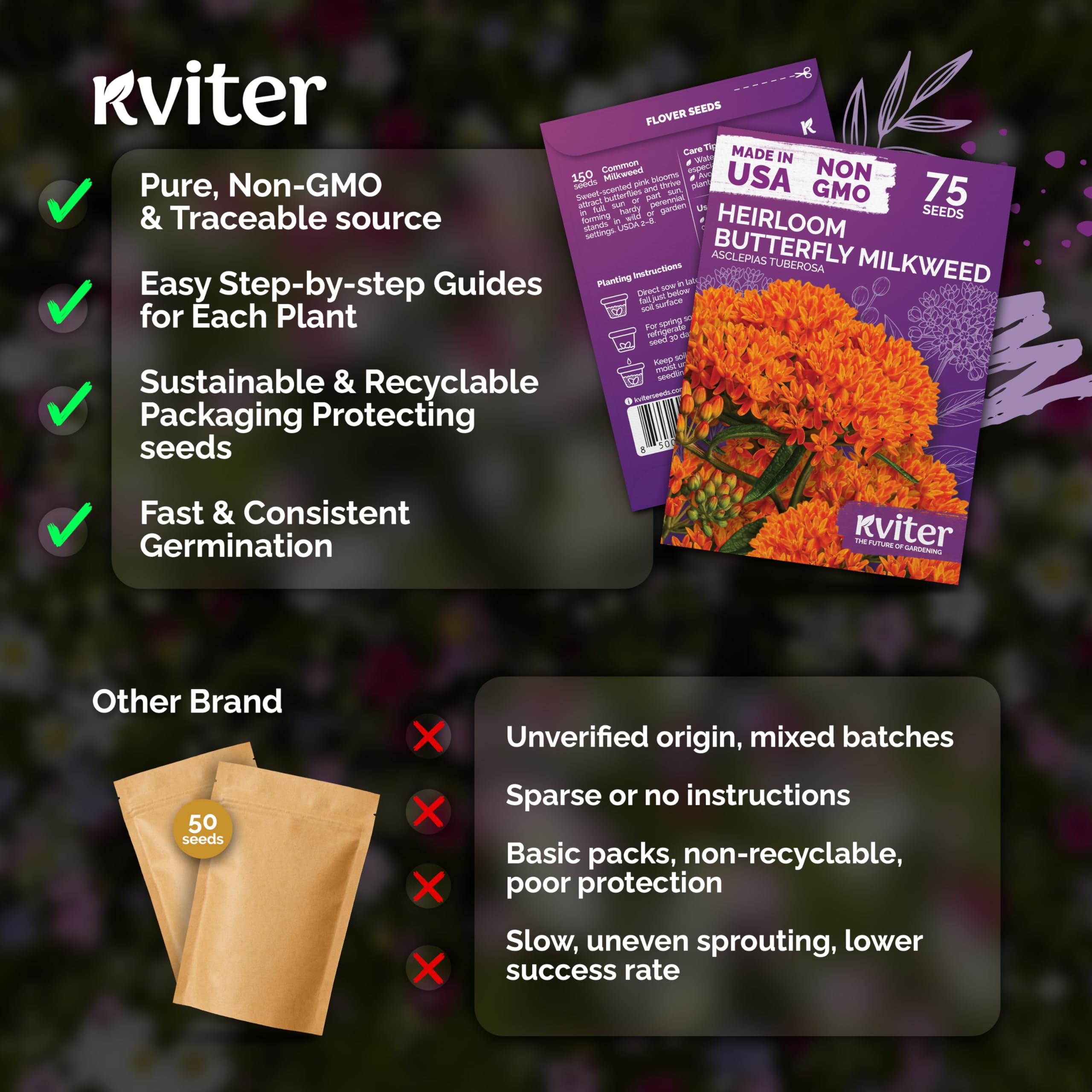 Group of KVITER Orange Butterfly Milkweed plants
